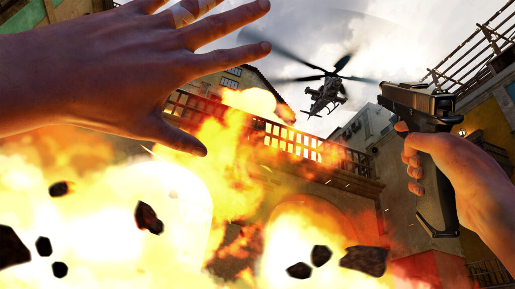 Reach - shooting at a helicopter